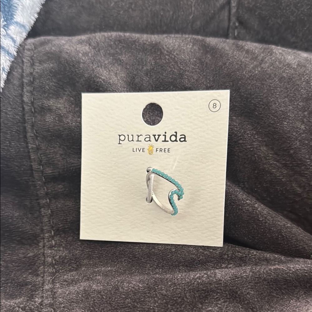 Pura Vida Neon Blue Wave Ring